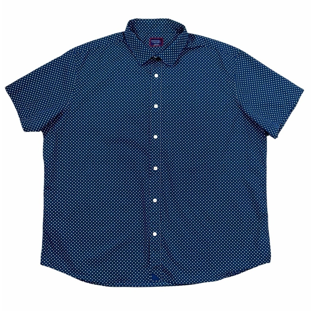 UNTUCKit Darren Shirt Size XXXL Navy Blue Polka Dot Short Sleeve Regular fit